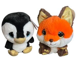 Set of 2 Cutie Pet-tudies Loxie Fox & Penguin Cuties Stuffed Animals New